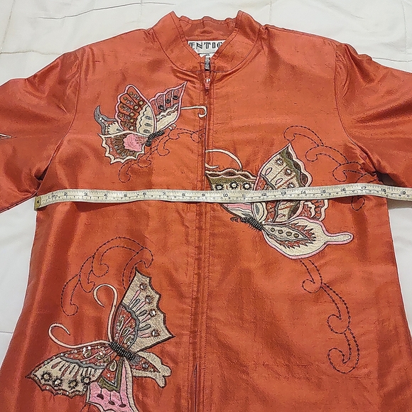Silk Jacket, Unique Butterfly Design, Heavy Embroidery, Beads